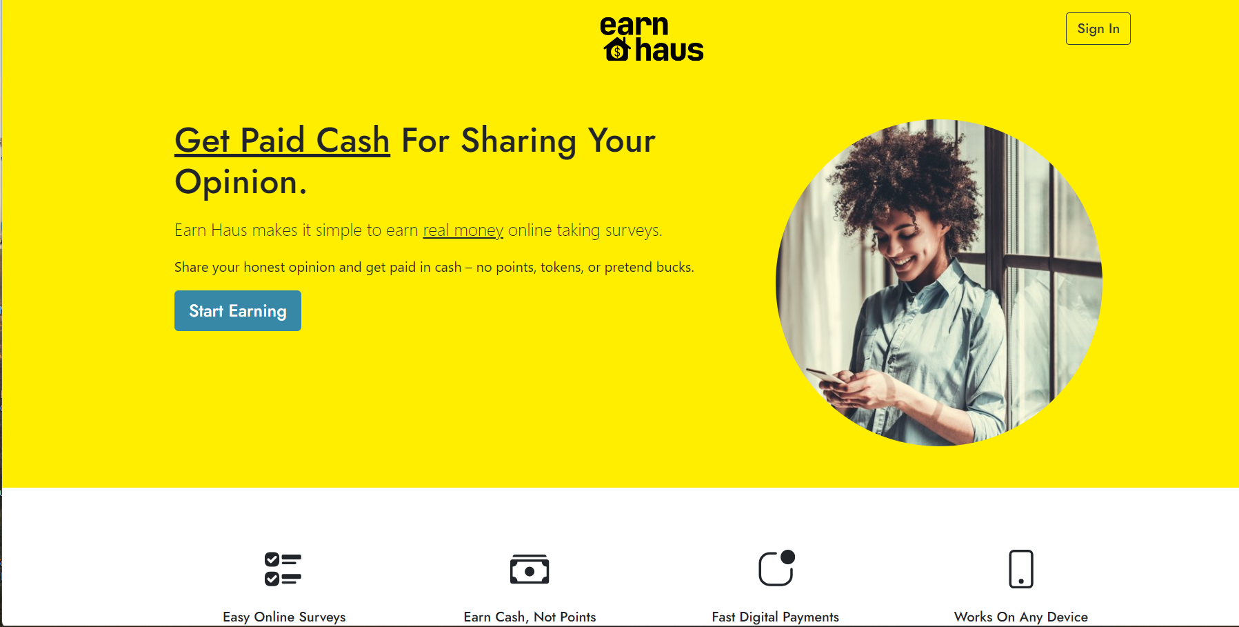 Earn Haus Sign Up Homepage